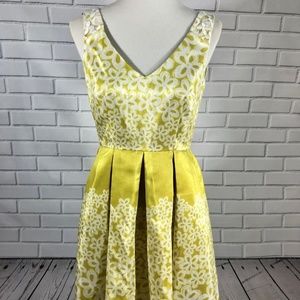 Taylor Brand Yellow Floral Fit & Flare Dress Womens Small 4